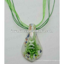 Cadeau de Noël en gros Pendentif pendentif en verre Lampwork collier en verre Lampwork lumières pendentif en verre murano avec cordon de cire